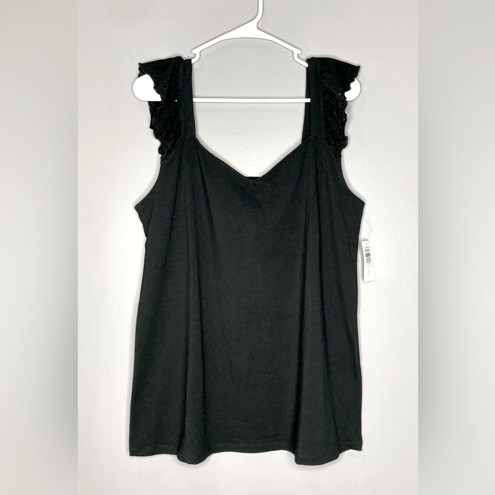 Black Ruffle Eyelet Flowy Foxy Tank Torrid Plus Size 3X